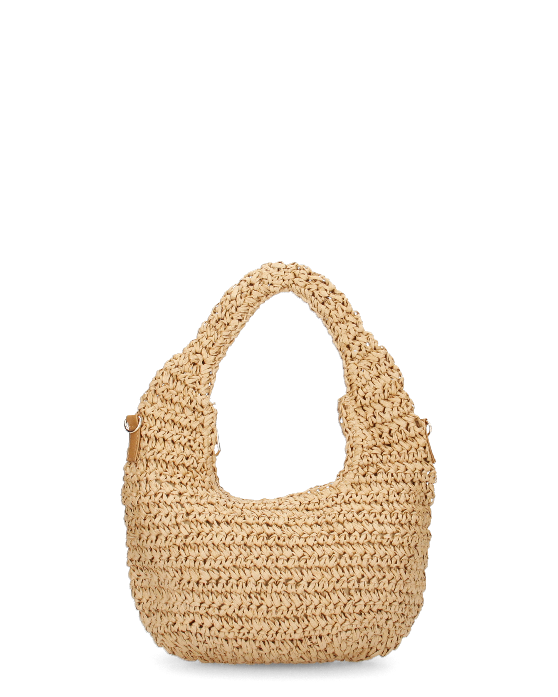 CARTER - borsa hobo beige in paglia intrecciata con tracolla rimovibile