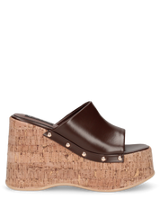 CHAKA - zeppe in simil sughero con fascia marrone liscia