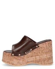 CHAKA - zeppe in simil sughero con fascia marrone liscia