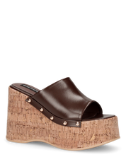 CHAKA - zeppe in simil sughero con fascia marrone liscia