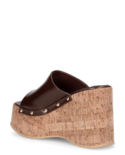 CHAKA - zeppe in simil sughero con fascia marrone liscia