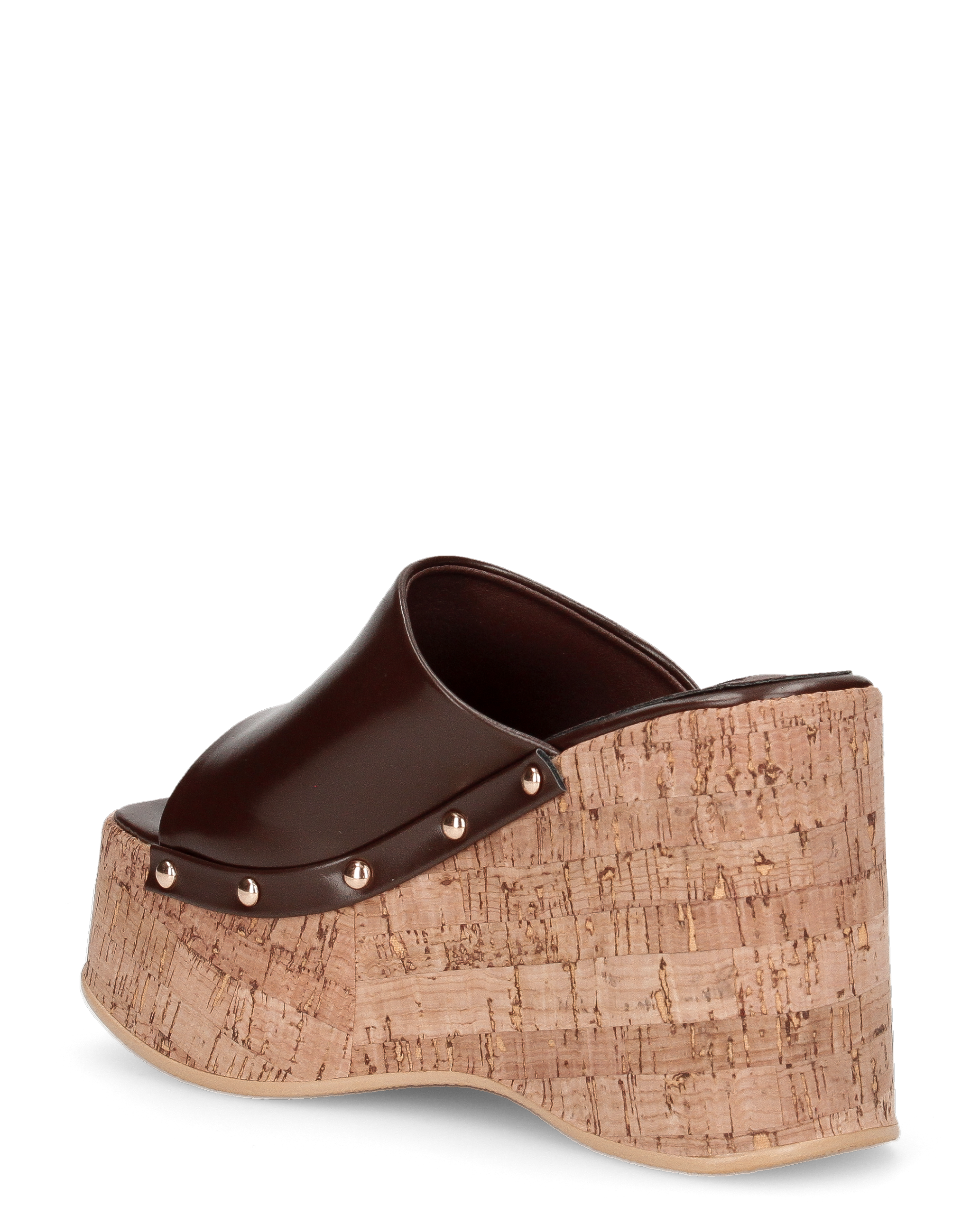 CHAKA - zeppe in simil sughero con fascia marrone liscia
