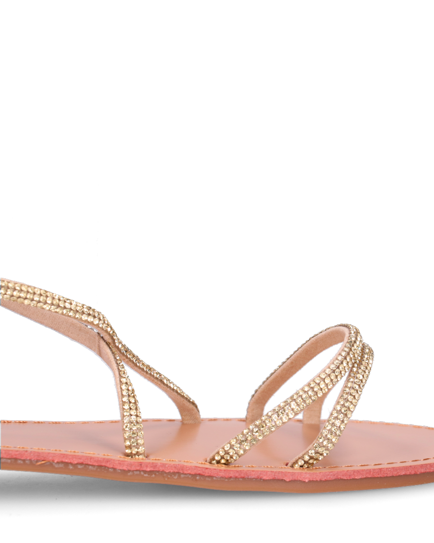 CINDY - sandali con lacci in diamantini oro