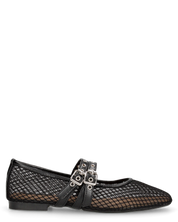 CRISTINA - ballerine nere con cinturini regolabili in tessuto traforato