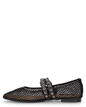 CRISTINA - ballerine nere con cinturini regolabili in tessuto traforato