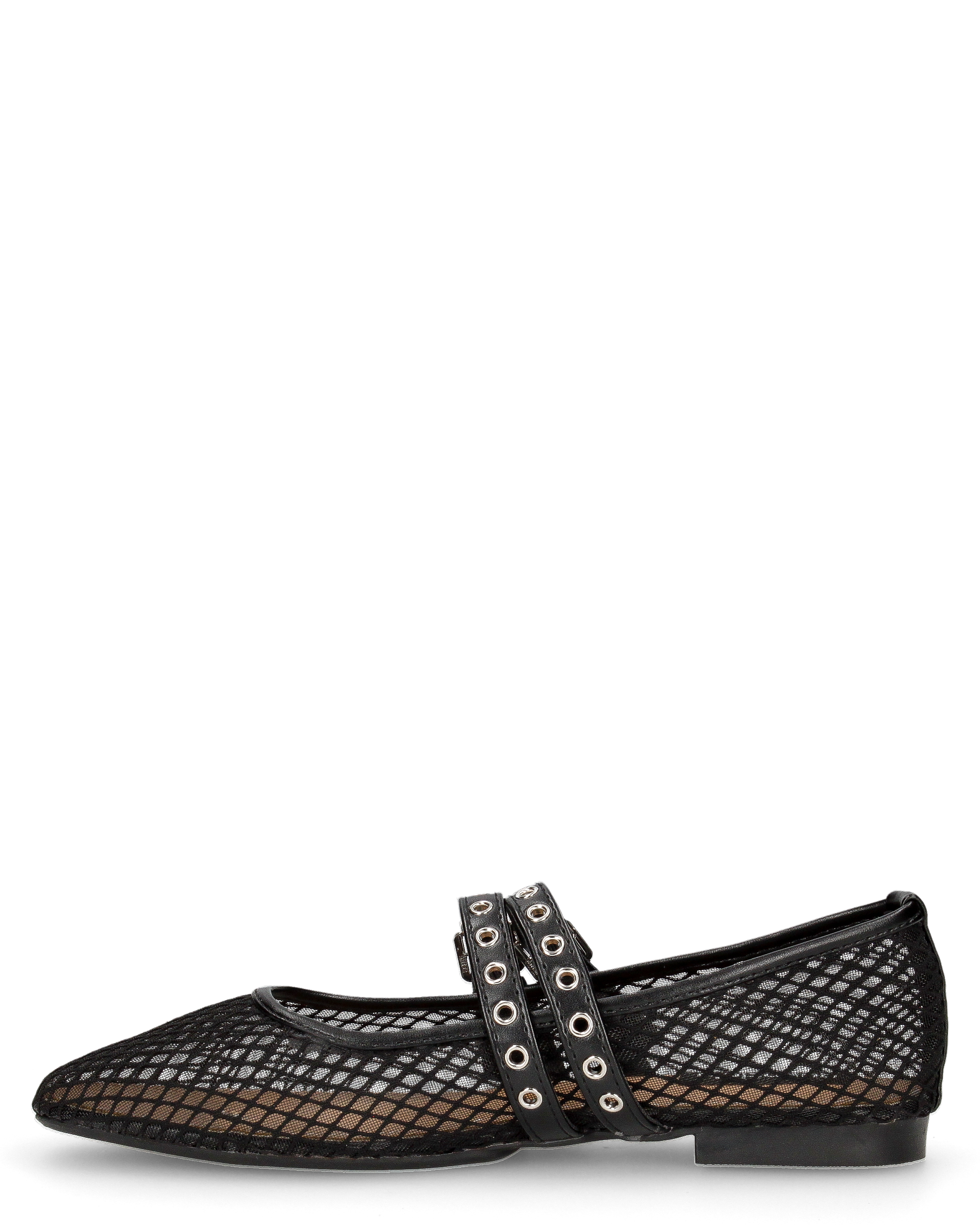 CRISTINA - ballerine nere con cinturini regolabili in tessuto traforato