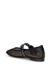 CRISTINA - ballerine nere con cinturini regolabili in tessuto traforato