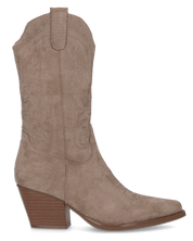 CARMELA - camperos texani scamosciarti beige con ricami decorativi