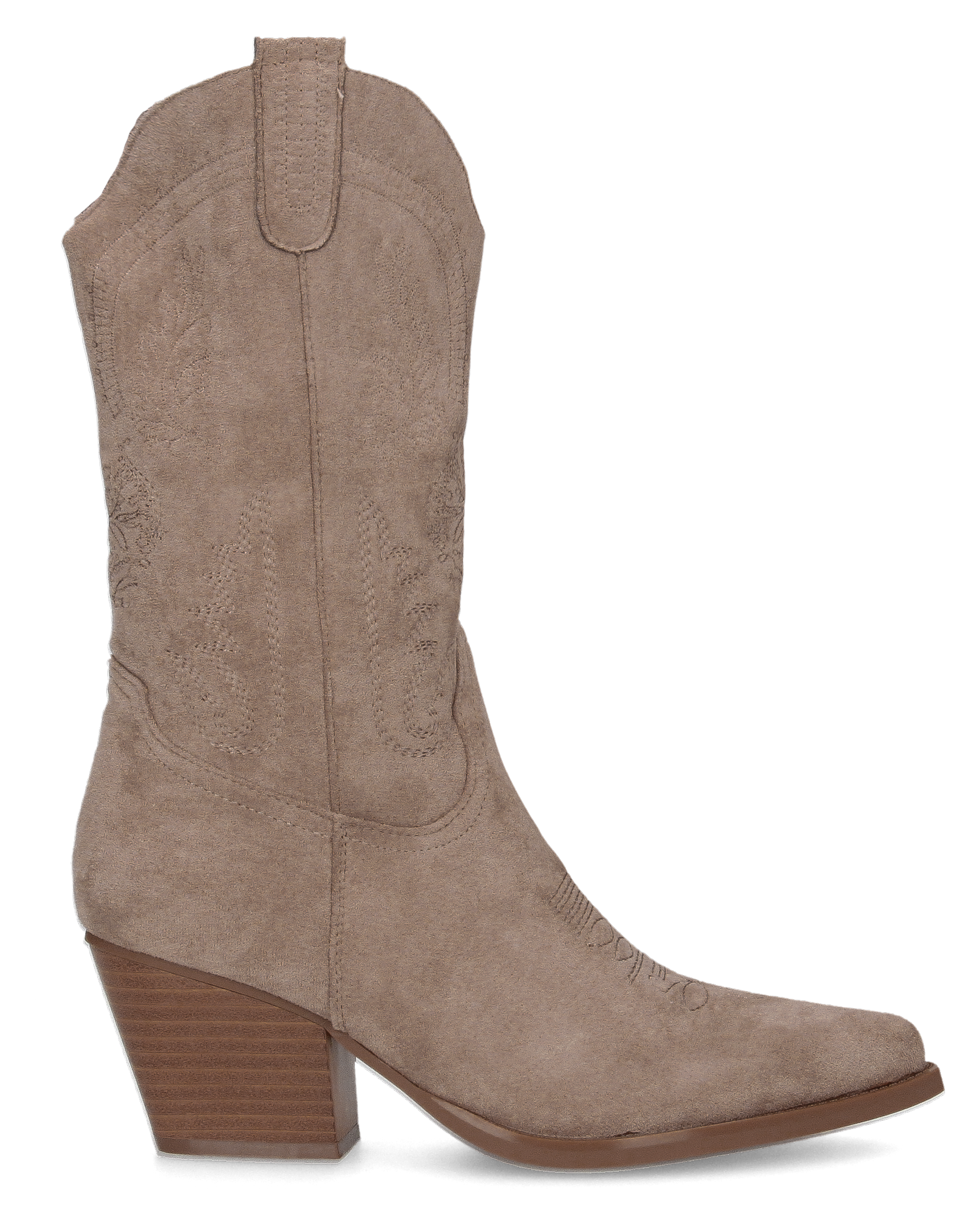 CARMELA - camperos texani scamosciarti beige con ricami decorativi