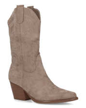 CARMELA - camperos texani scamosciarti beige con ricami decorativi