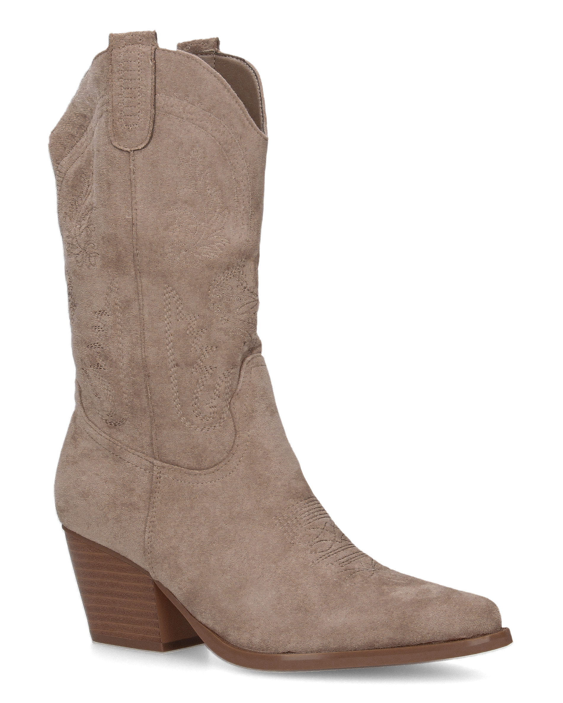 CARMELA - camperos texani scamosciarti beige con ricami decorativi