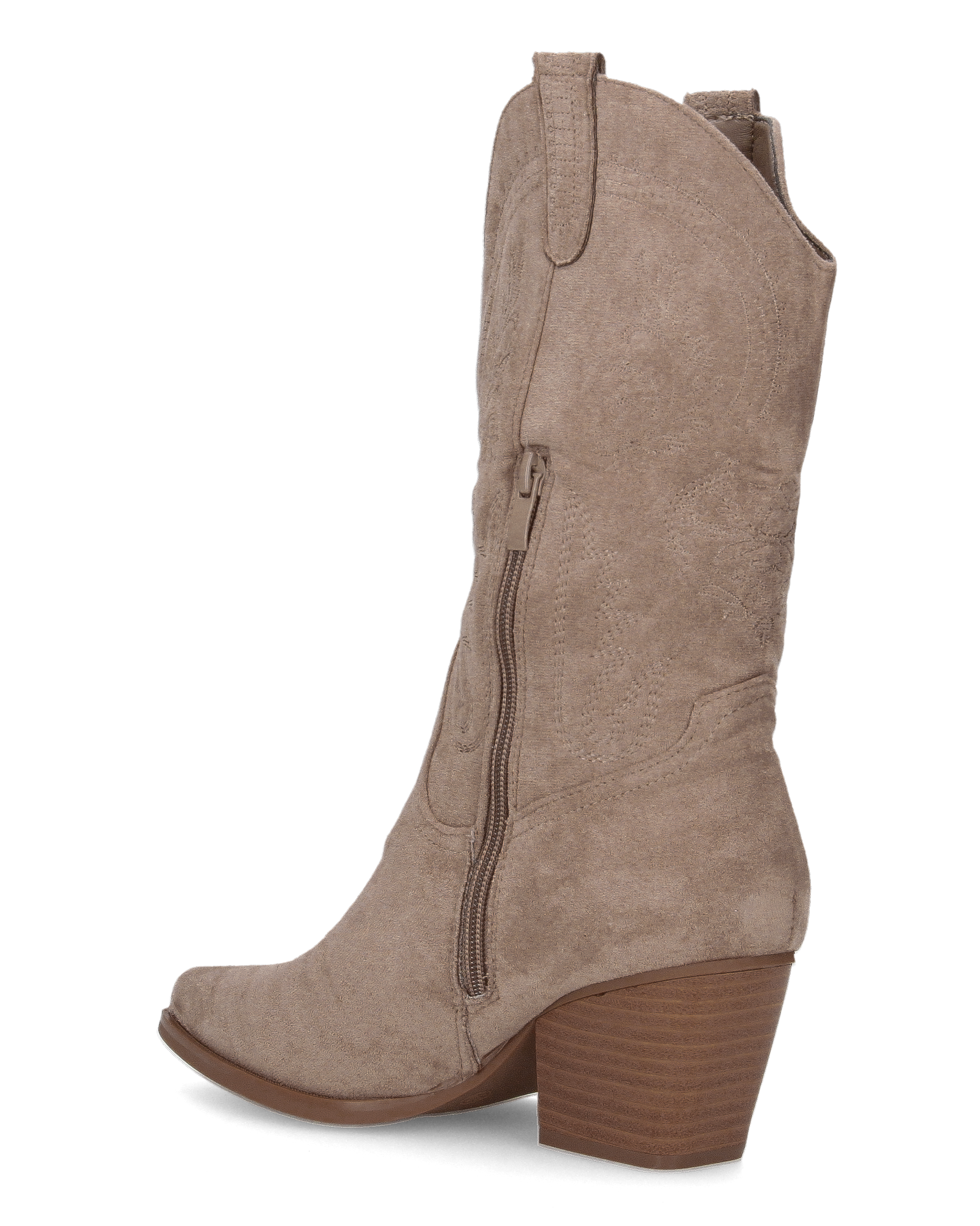 CARMELA - camperos texani scamosciarti beige con ricami decorativi