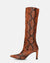 CAROLINE - stivale alto con tacco in marrone chiaro pitonato