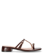 CELINA - sandali infradito marroni con decorazione dorata