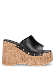 CHAKA - zeppe in simil sughero con fascia nera liscia