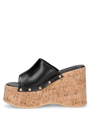 CHAKA - zeppe in simil sughero con fascia nera liscia
