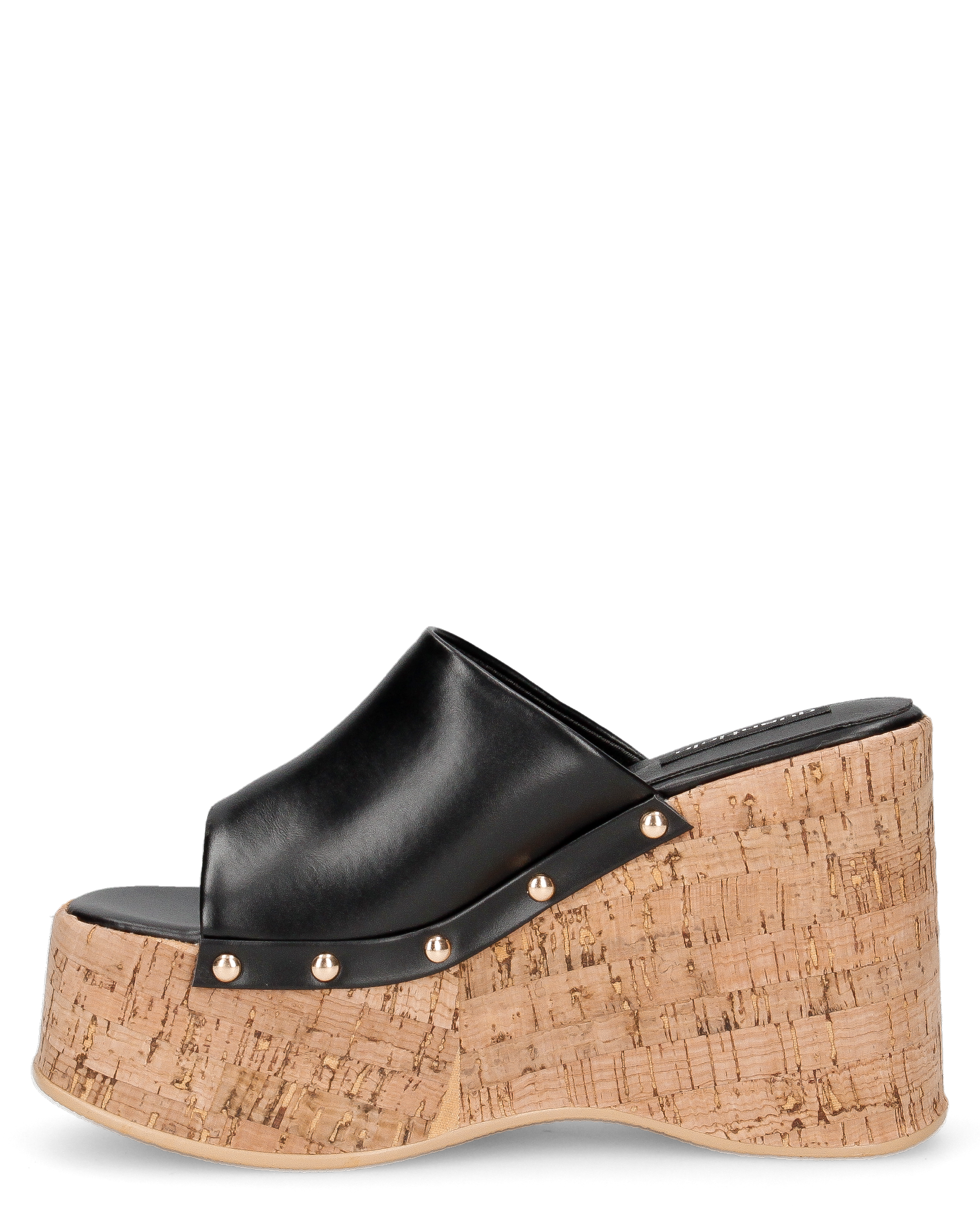 CHAKA - zeppe in simil sughero con fascia nera liscia