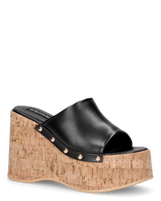 CHAKA - zeppe in simil sughero con fascia nera liscia