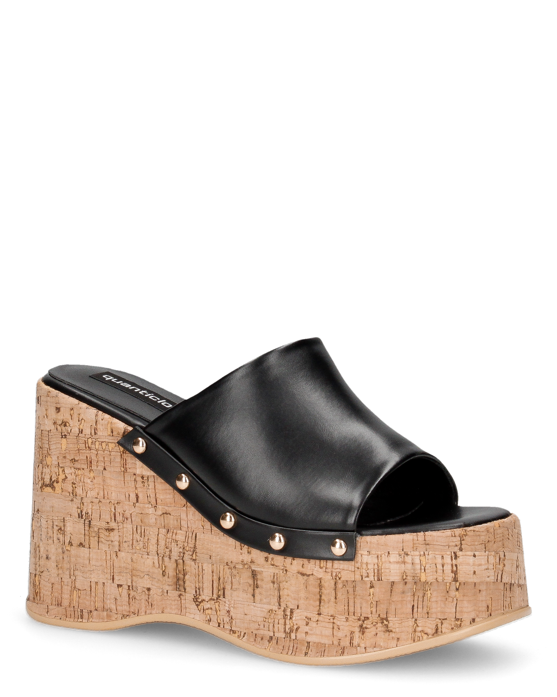 CHAKA - zeppe in simil sughero con fascia nera liscia