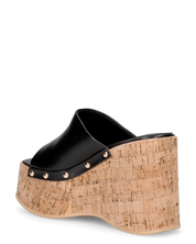 CHAKA - zeppe in simil sughero con fascia nera liscia