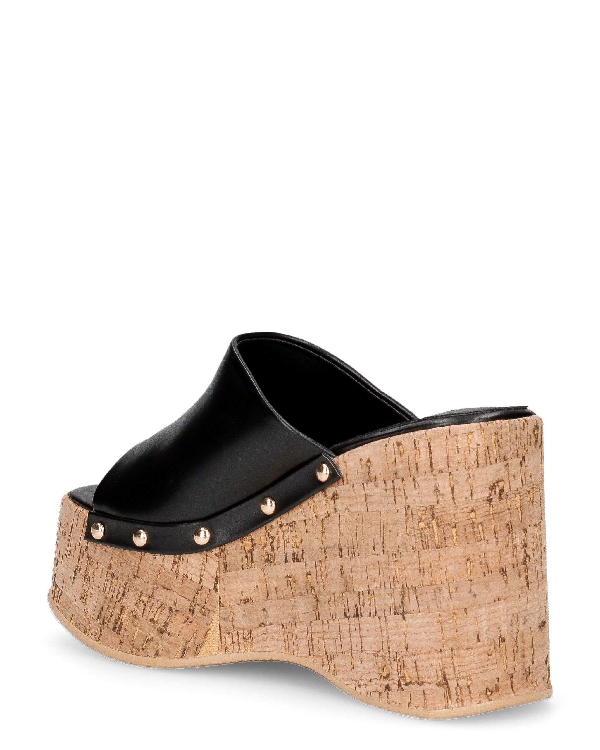 CHAKA - zeppe in simil sughero con fascia nera liscia