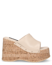 CHAKA - zeppe in simil sughero con fascia beige liscia