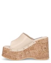 CHAKA - zeppe in simil sughero con fascia beige liscia