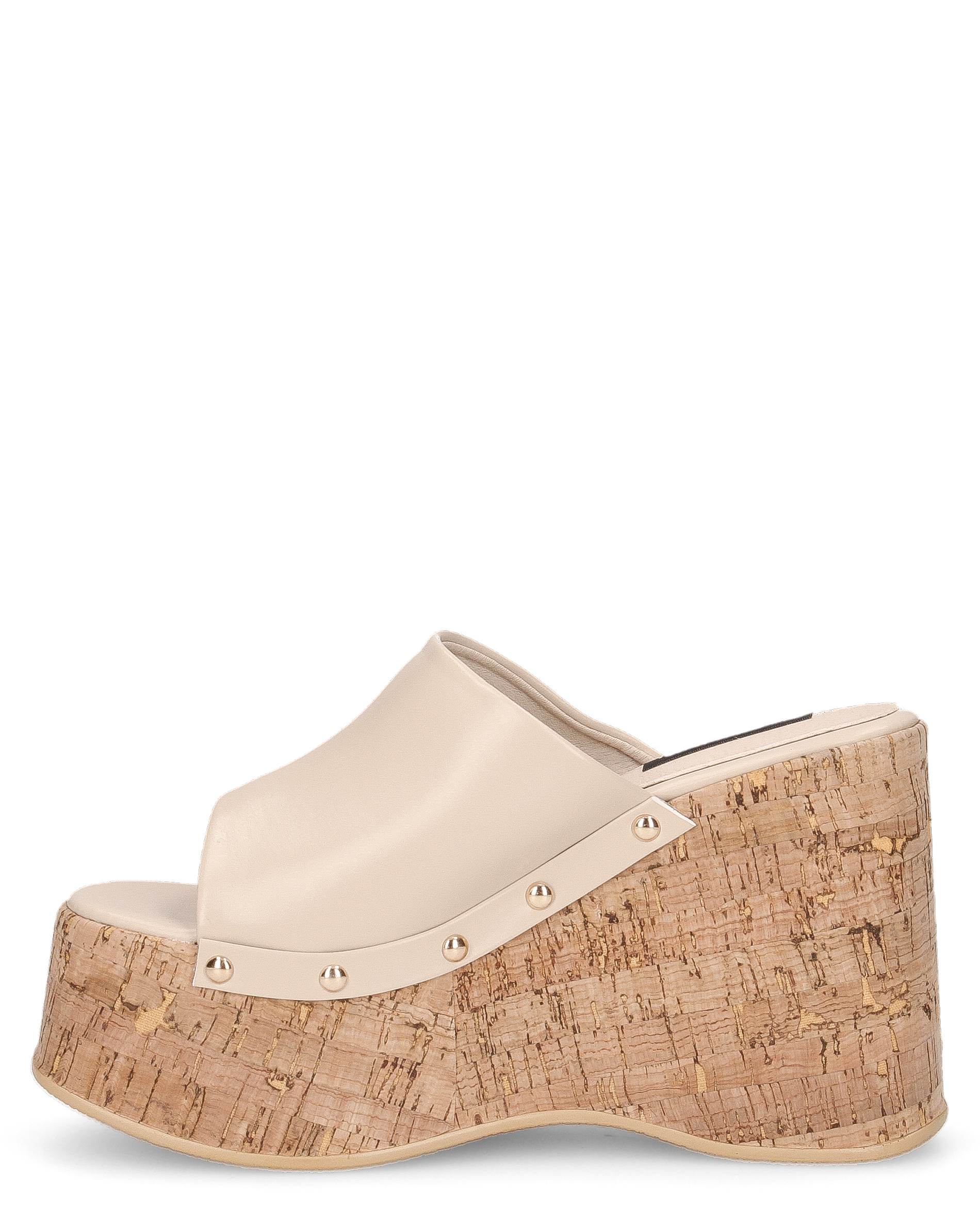 CHAKA - zeppe in simil sughero con fascia beige liscia