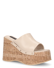 CHAKA - zeppe in simil sughero con fascia beige liscia