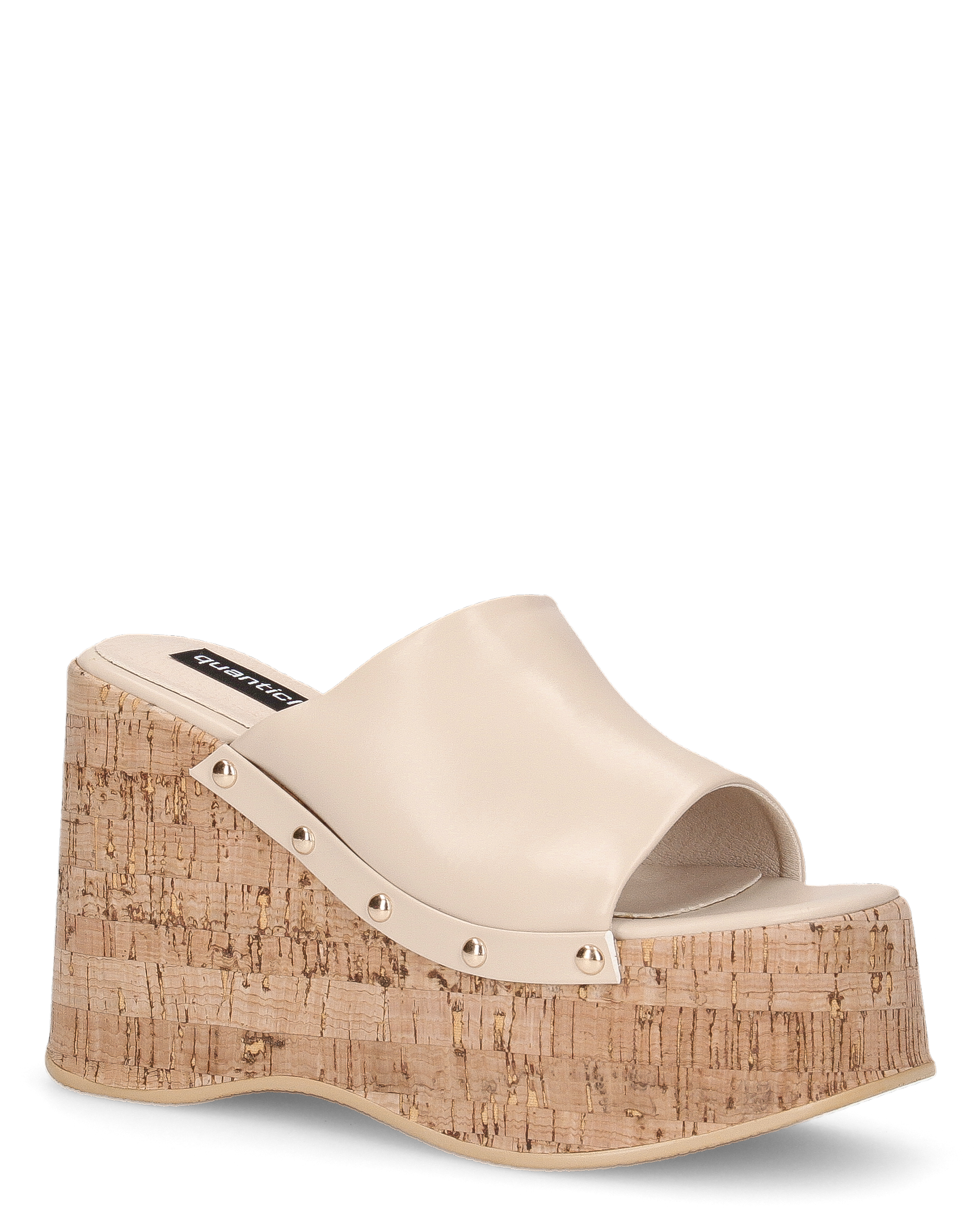 CHAKA - zeppe in simil sughero con fascia beige liscia