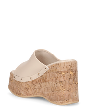 CHAKA - zeppe in simil sughero con fascia beige liscia