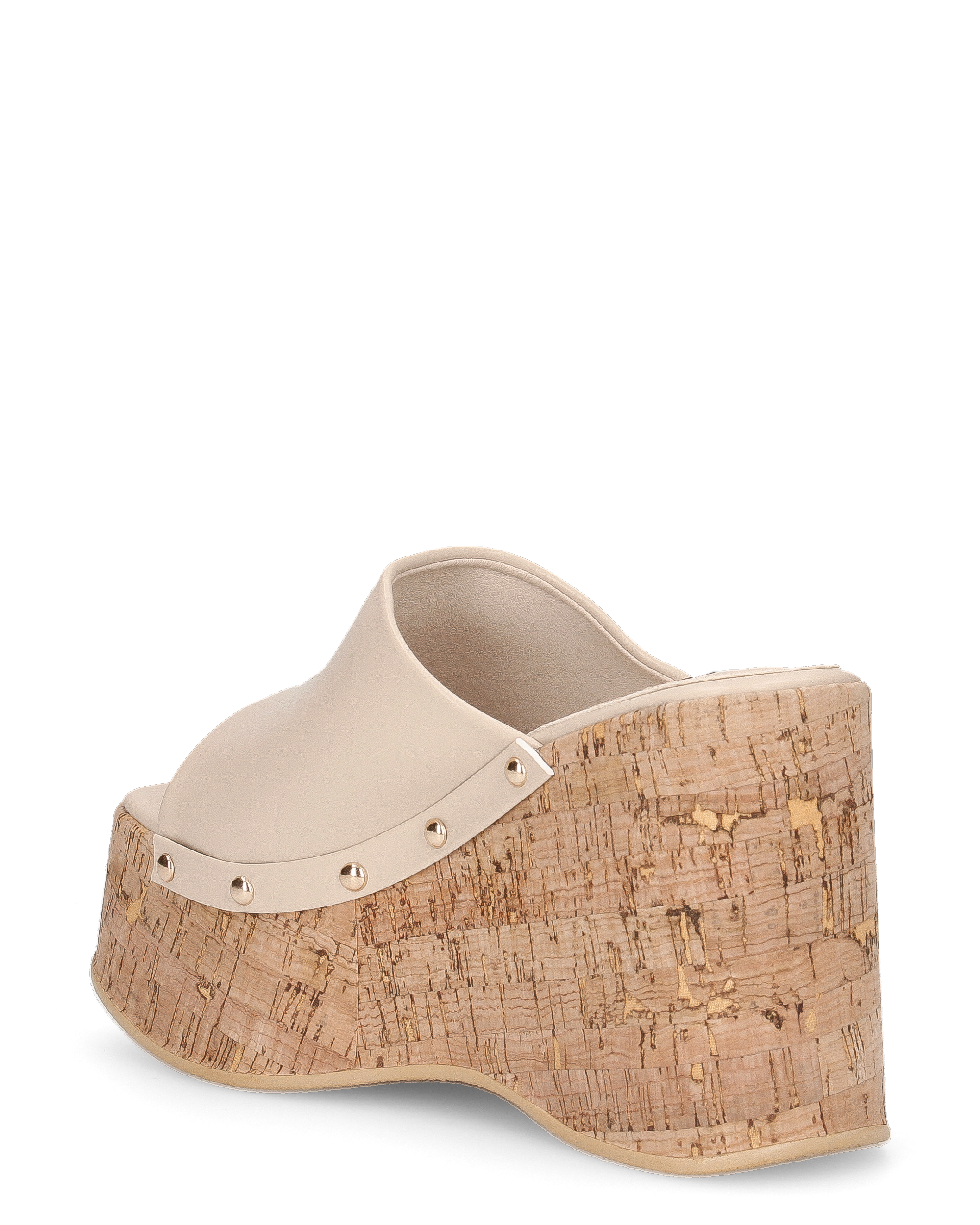 CHAKA - zeppe in simil sughero con fascia beige liscia
