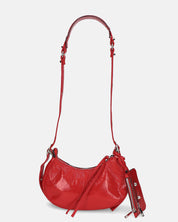 CHARA - borsa a tracolla rossa glassy con borchie argento