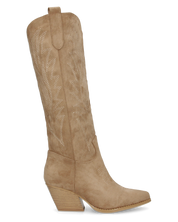 CHRYSA - camperos / texani alti color khaki con disegni ricamati e chiusura zip