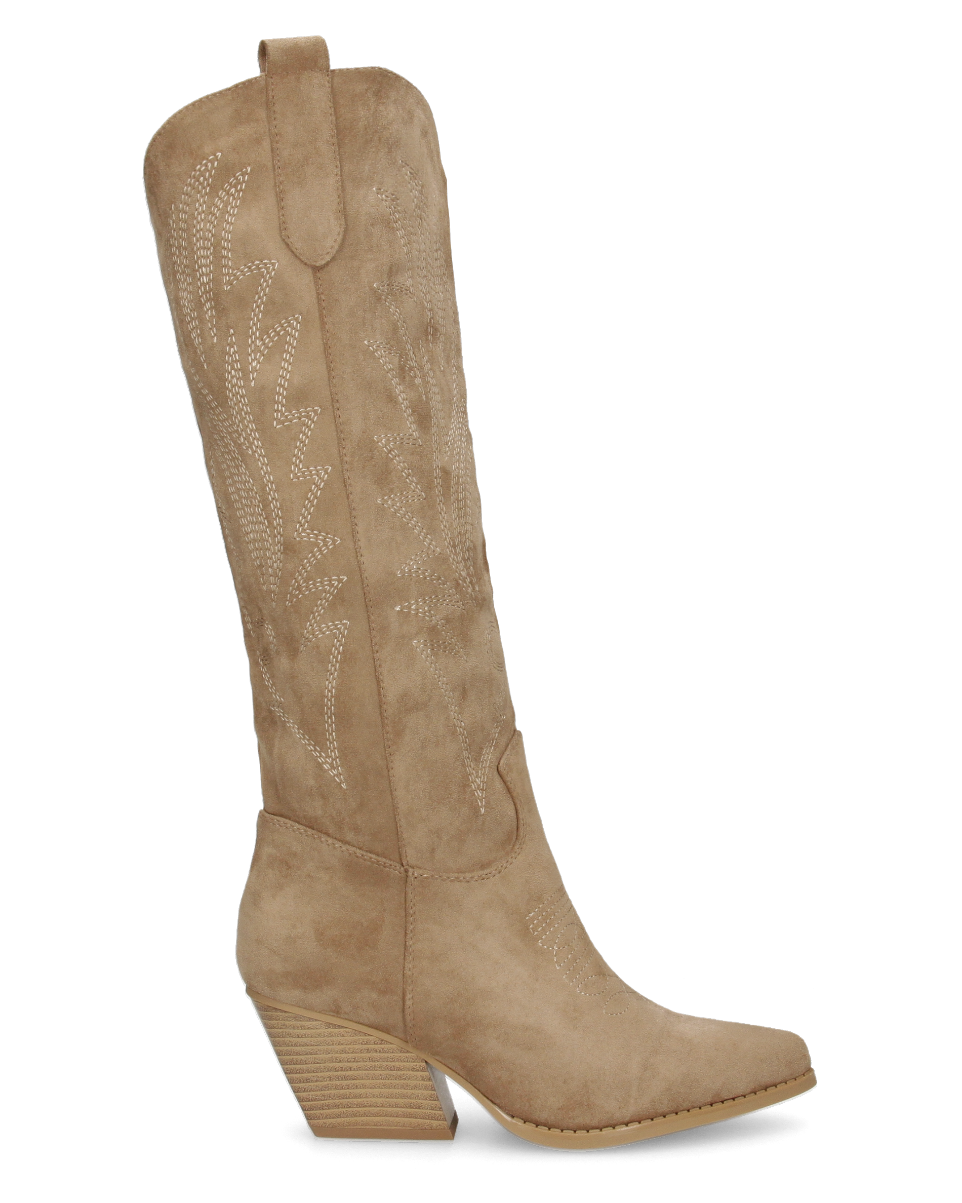 CHRYSA - camperos / texani alti color khaki con disegni ricamati e chiusura zip