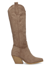 CHRYSA - camperos / texani alti color khaki con disegni ricamati e chiusura zip