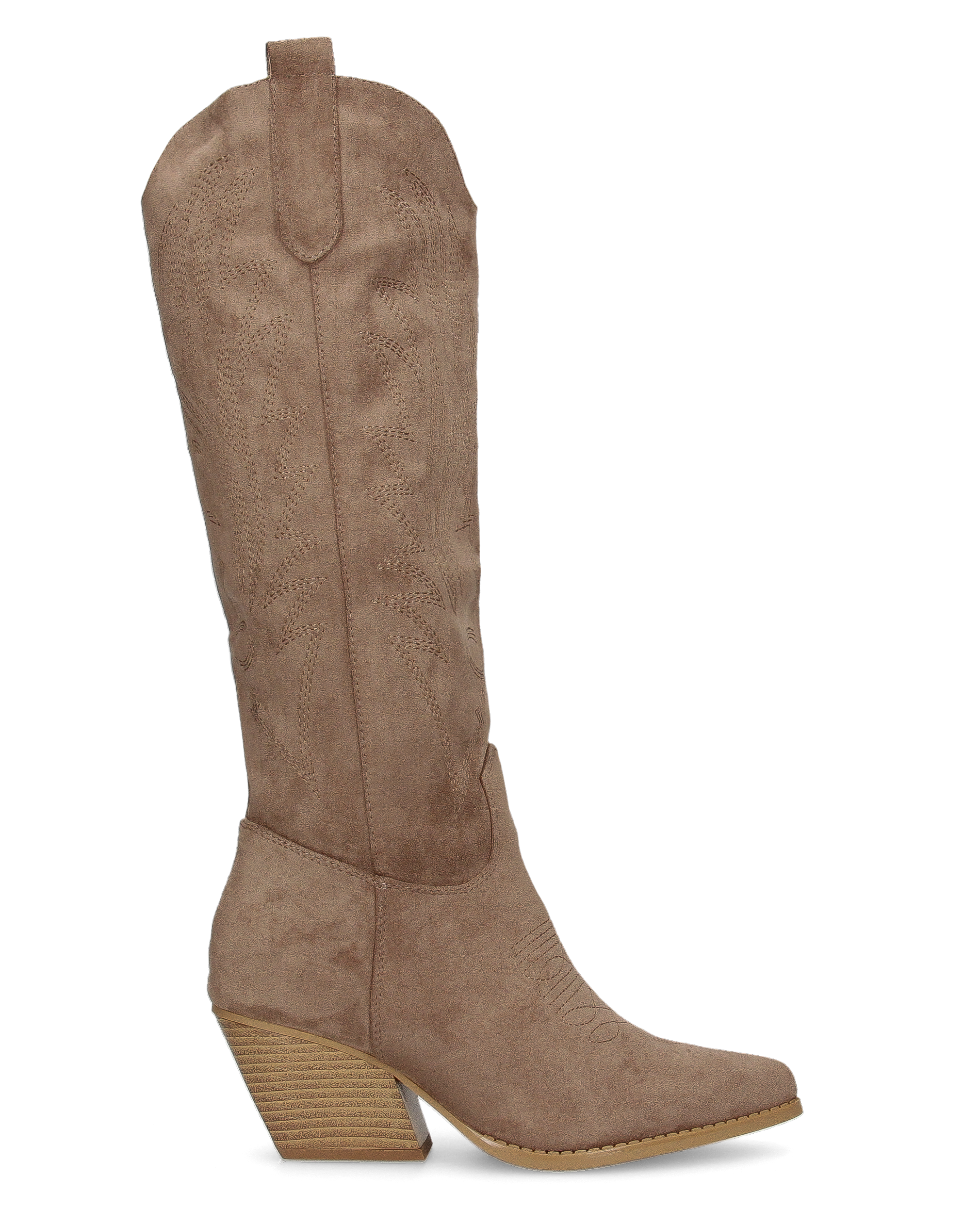 CHRYSA - camperos / texani alti color khaki con disegni ricamati e chiusura zip