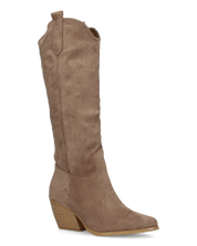 CHRYSA - camperos / texani alti color khaki con disegni ricamati e chiusura zip