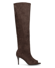 CLOH - stivali alti marroni con punta open-toe