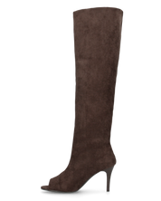 CLOH - stivali alti marroni con punta open-toe