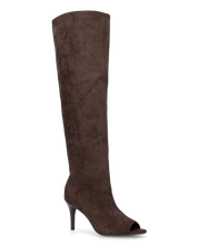 CLOH - stivali alti marroni con punta open-toe