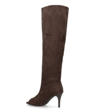 CLOH - stivali alti marroni con punta open-toe