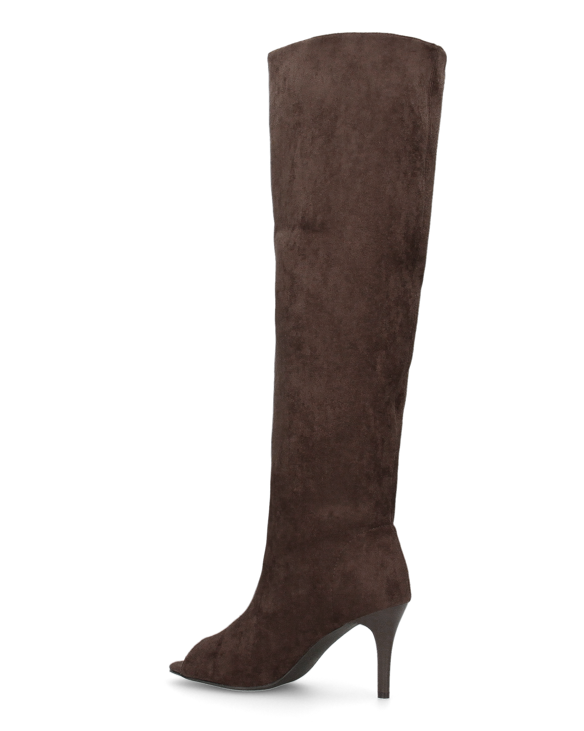 CLOH - stivali alti marroni con punta open-toe