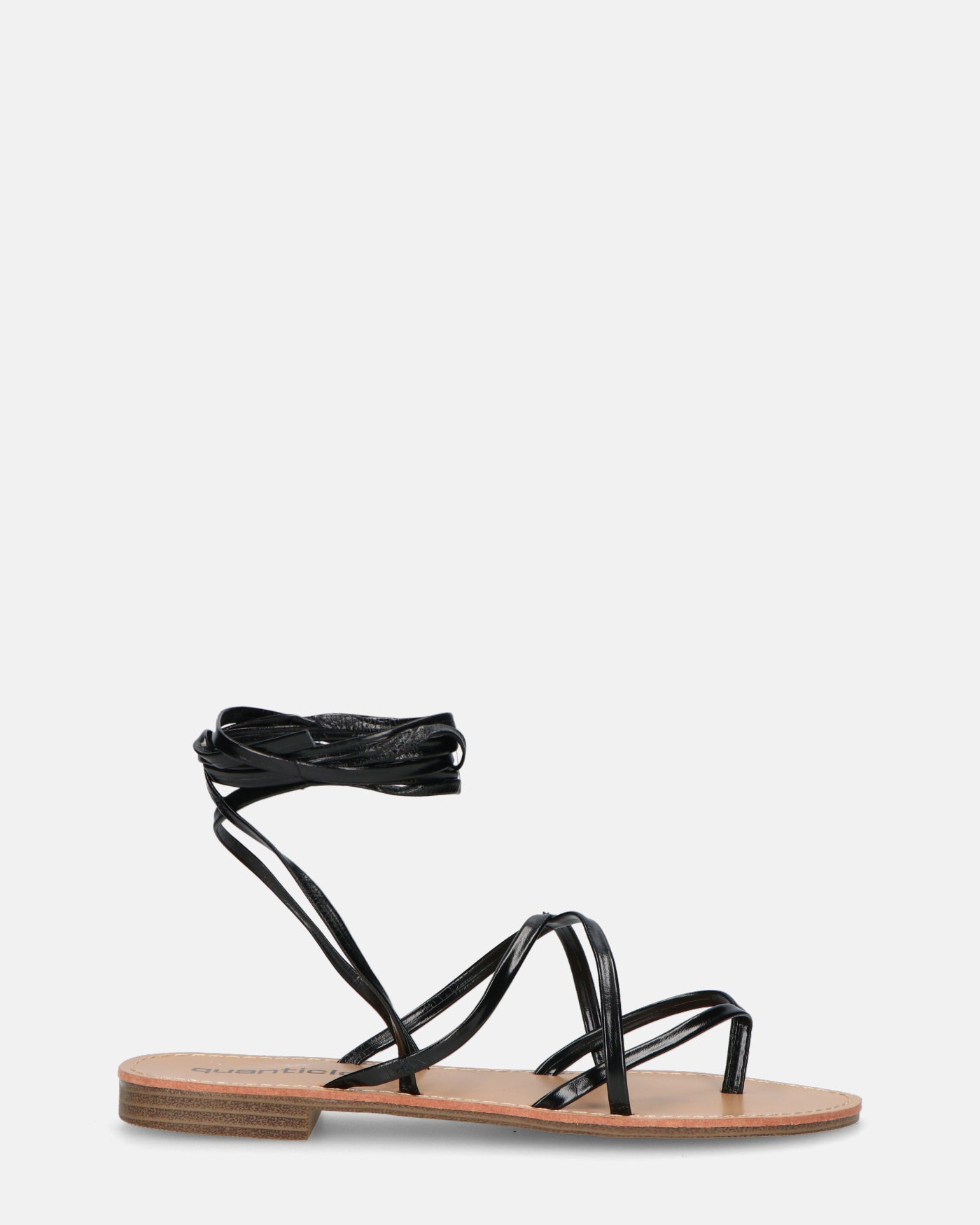 CRESSIDA - sandali bassi beige con cordini nero