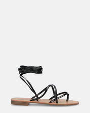 CRESSIDA - sandali bassi beige con cordini nero