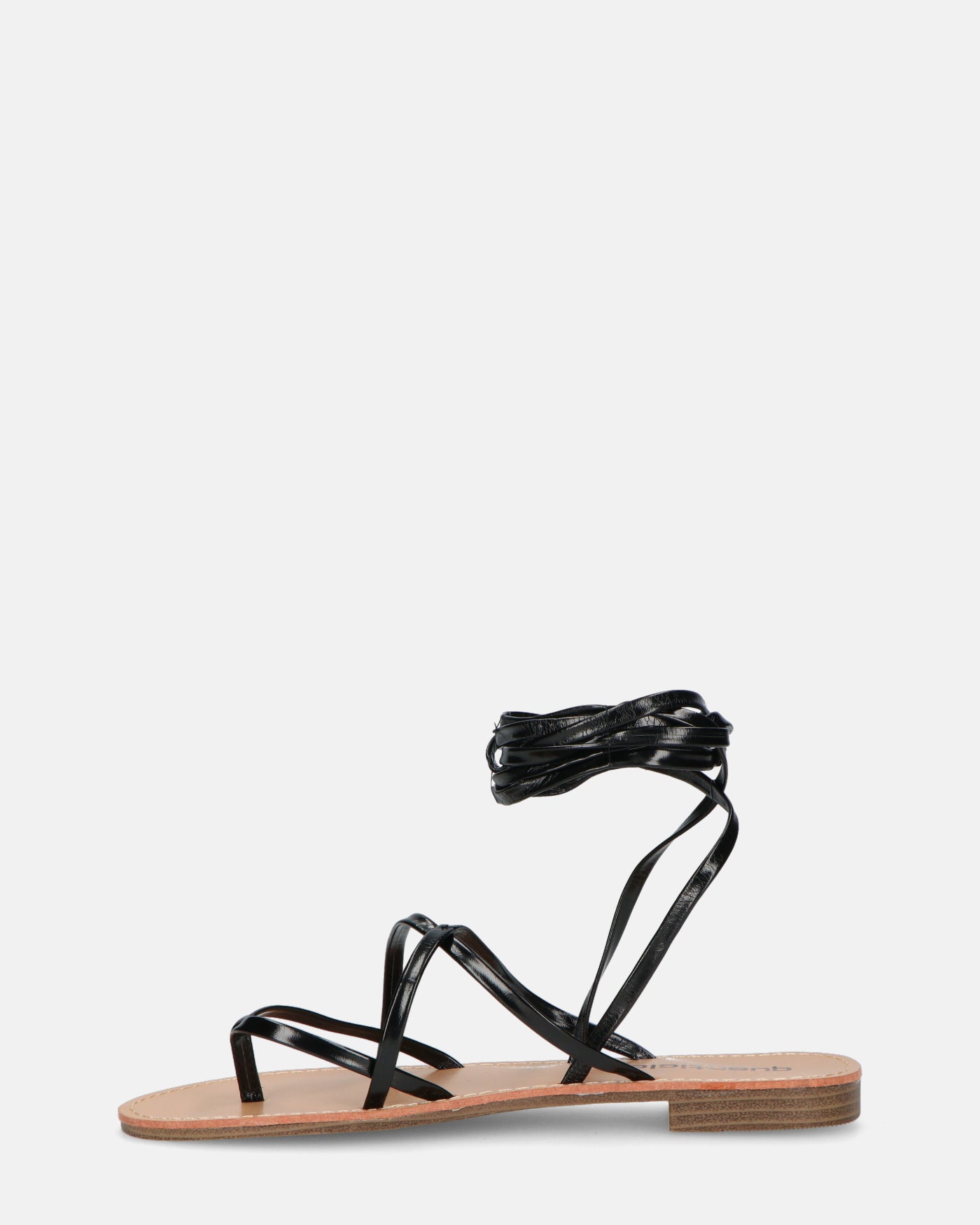 CRESSIDA - sandali bassi beige con cordini nero