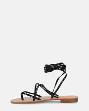 CRESSIDA - sandali bassi beige con cordini nero