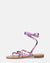 CRESSIDA - sandales plates beiges à cordons violets métallisé