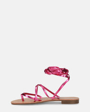 CRESSIDA - sandali bassi beige con cordini fucsia metalizzato