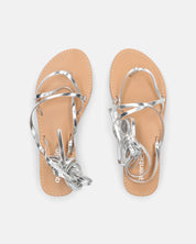 CRESSIDA - sandali bassi beige con cordini argento